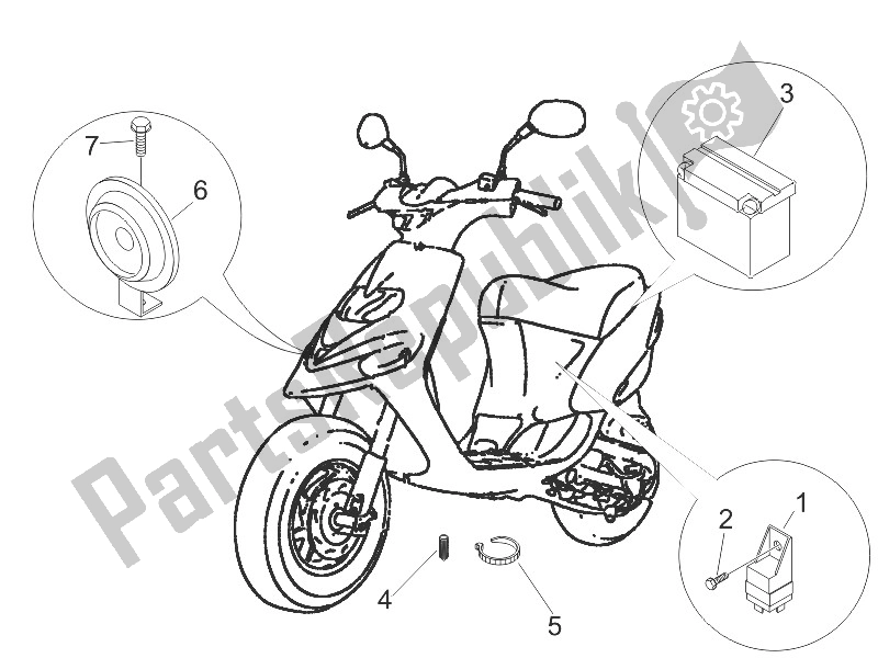 Toutes les pièces pour le Télécommandes - Batterie - Klaxon du Gilera Stalker 50 2007