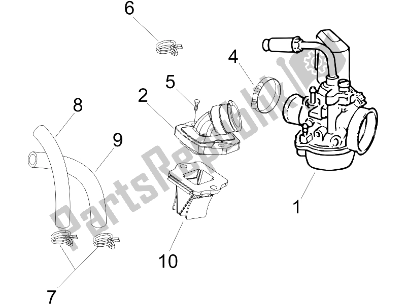 Tutte le parti per il Carburatore, Gruppo - Raccordo del Gilera Runner 50 SP 2007