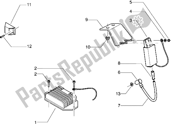 All parts for the Electronic Control Unit (ecu)-vltage Regulator of the Gilera ICE 50 1998