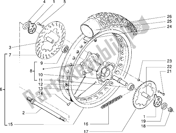 All parts for the Rear Wheel of the Gilera H K 50 1998