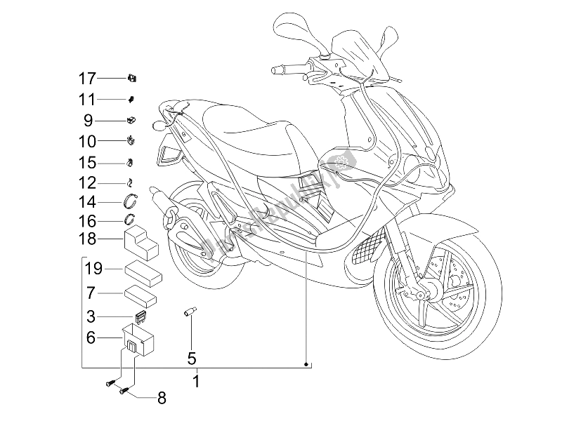 All parts for the Main Cable Harness of the Gilera Runner 50 Pure JET SC UK 2005