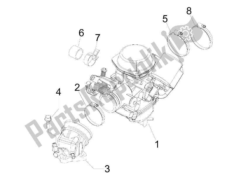 All parts for the Carburettor, Assembly - Union Pipe of the Gilera Runner 125 VX 4T E3 Serie Speciale 2007