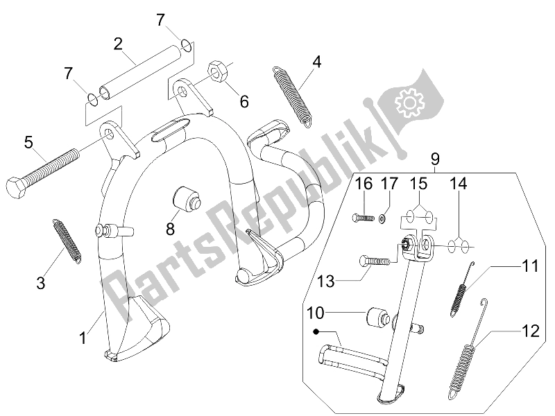 All parts for the Stand/s of the Gilera Runner 125 VX 4T E3 Serie Speciale 2007