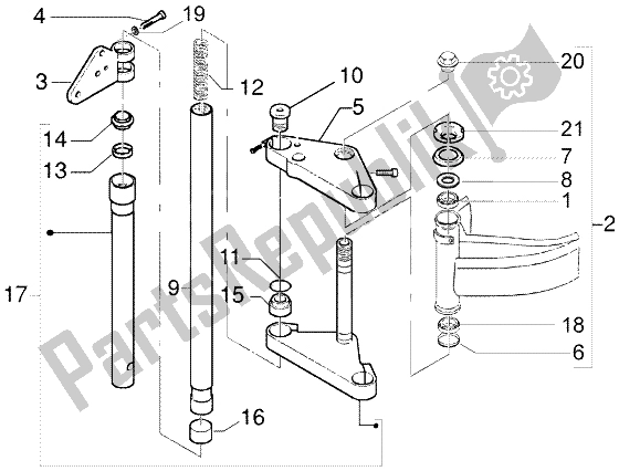 All parts for the Fork of the Gilera DNA M Y 50 1998