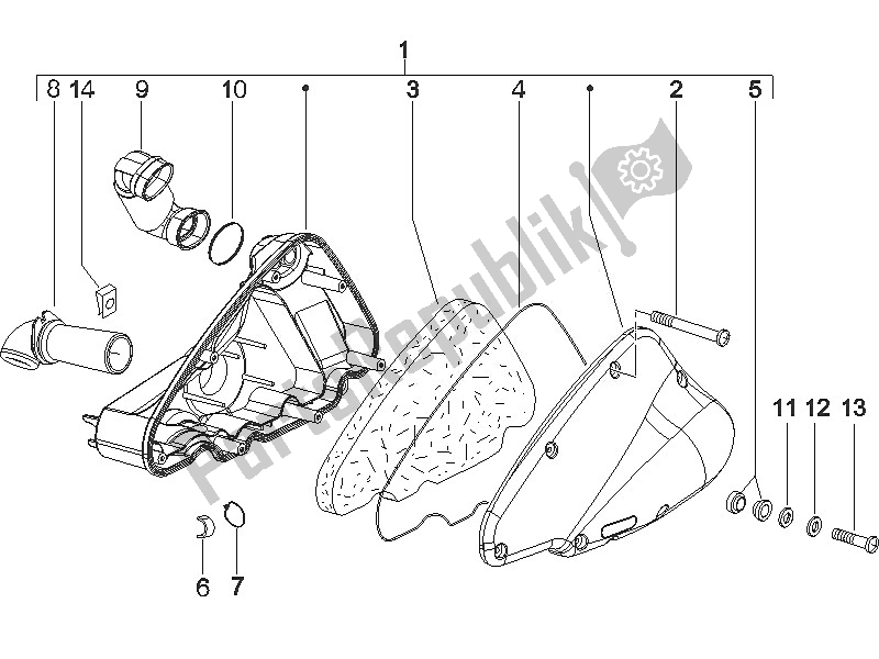 All parts for the Air Filter of the Gilera Runner 50 Pure JET 2005