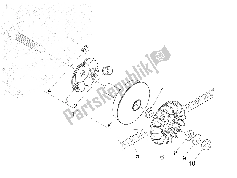 Tutte le parti per il Puleggia Motrice del Gilera Nexus 125 IE E3 2009