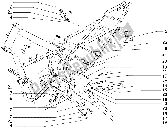 All parts for the Frame (2) of the Gilera RK 50 1998