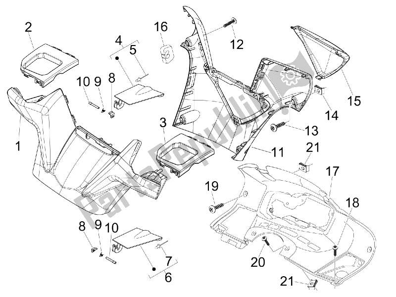 All parts for the Handlebars Coverages of the Gilera Nexus 125 IE E3 2009