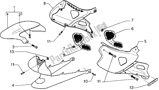 Todas as partes de Tampas Laterais do Gilera DNA 125 1998