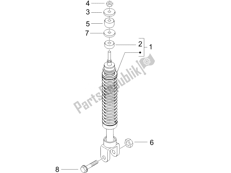 Toutes les pièces pour le Suspension Arrière - Amortisseur / S du Gilera Runner 50 SP 2008