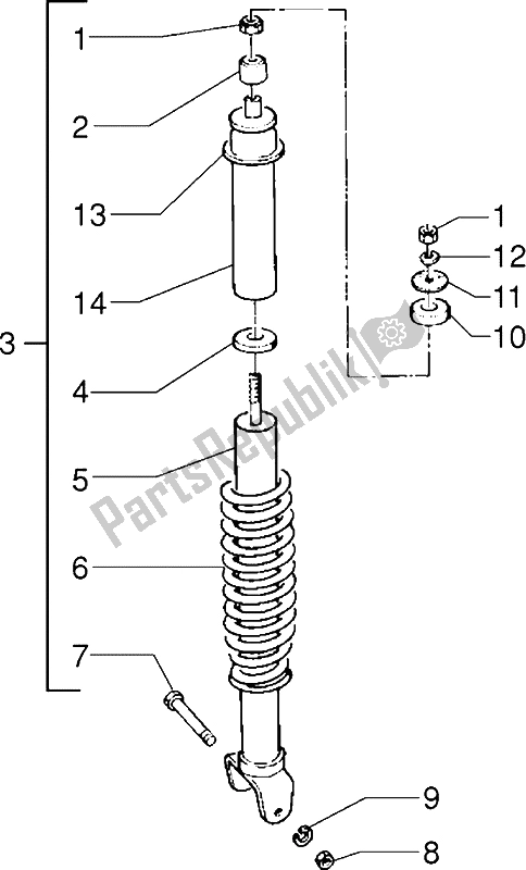 All parts for the Rear Shock Absorber of the Gilera Easy Moving 50 1998