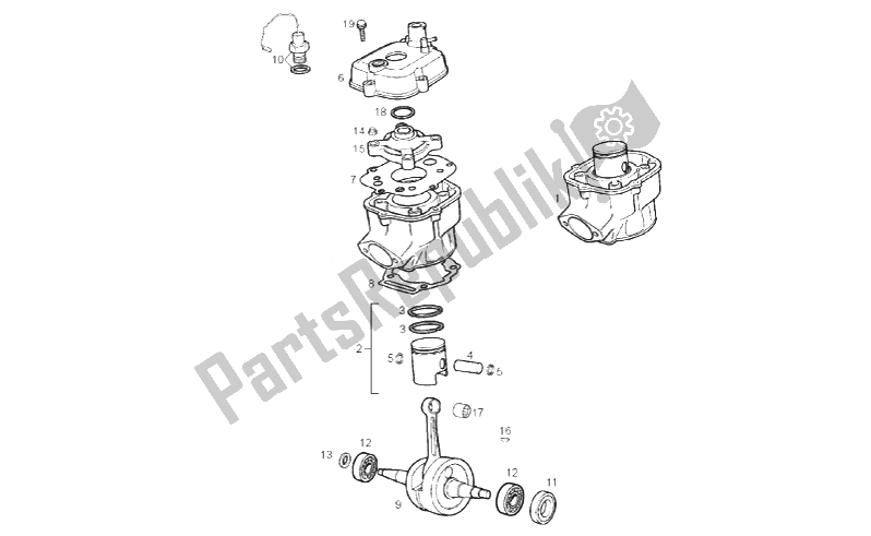 All parts for the Cylinder - Piston of the Gilera SMT 50 2011