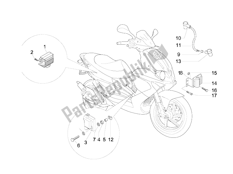 Toutes les pièces pour le Régulateurs De Tension - Unités De Commande électronique (ecu) - H. T. Bobine du Gilera Runner 50 Pure JET 2010