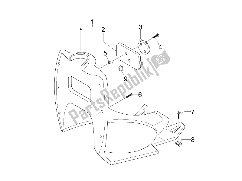 All parts for the Front Glove-box - Knee-guard Panel of the Gilera Stalker Naked UK 50 2008