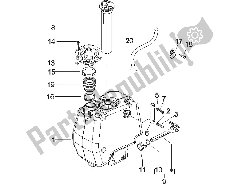 Toutes les pièces pour le Réservoir D'essence du Gilera Runner 50 SP 2005