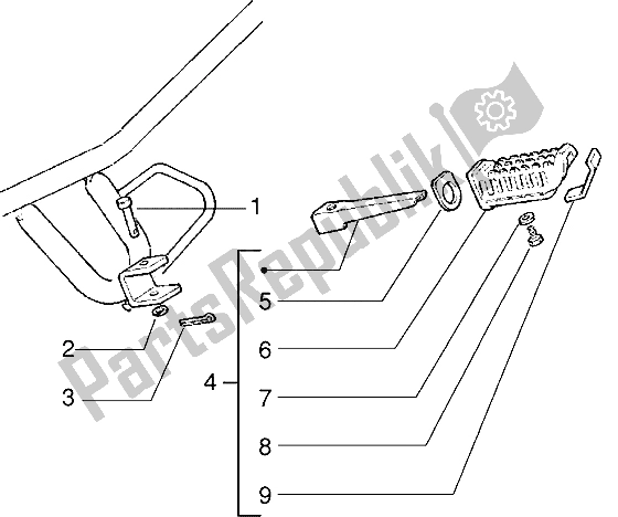 Alle onderdelen voor de Passagiersvoetsteun van de Gilera H K 50 1998