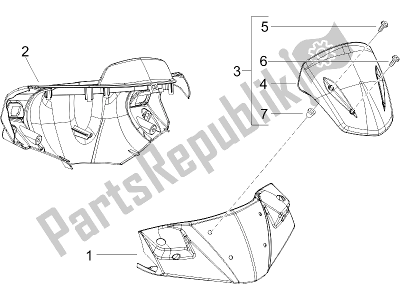 All parts for the Handlebars Coverages of the Gilera Runner 125 VX 4T E3 2007