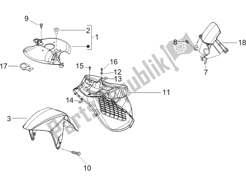 All parts for the Wheel Huosing - Mudguard of the Gilera Runner 50 Pure JET 2005