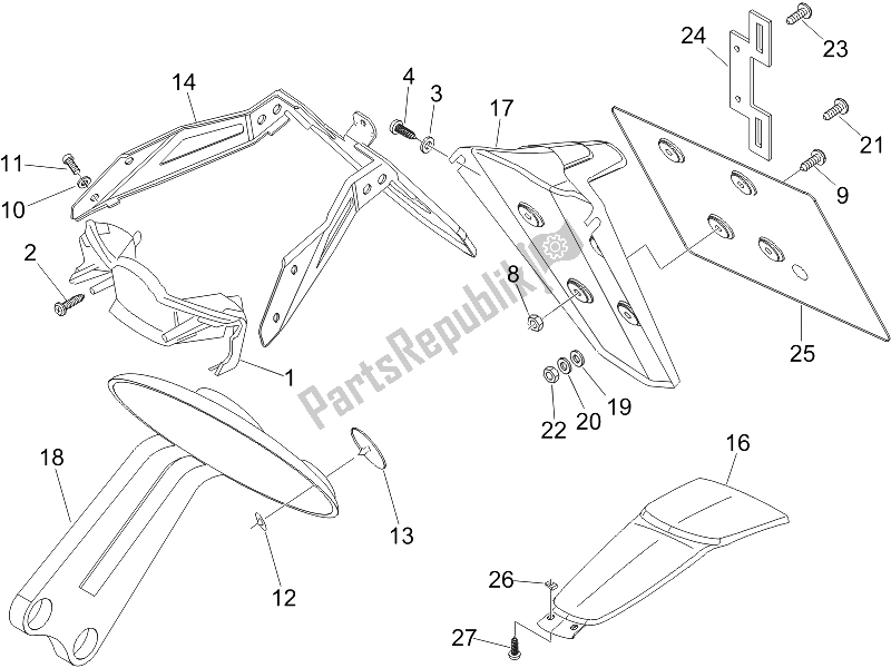 Toutes les pièces pour le Capot Arrière - Protection Contre Les éclaboussures du Gilera Nexus 250 SP E3 UK 2006