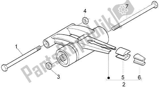 All parts for the Swinging Arm of the Gilera DNA M Y 50 1998