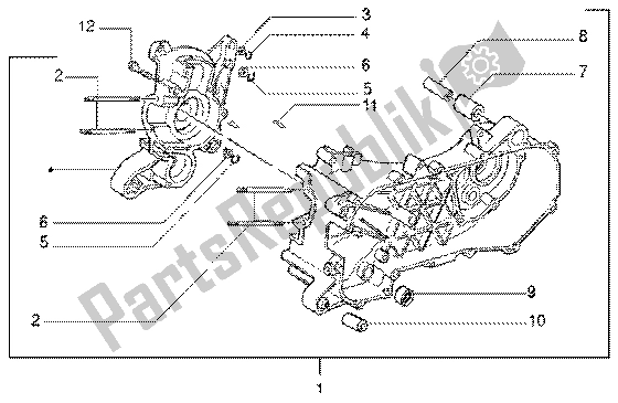 All parts for the Crankase of the Gilera DNA GP Experience 50 1998