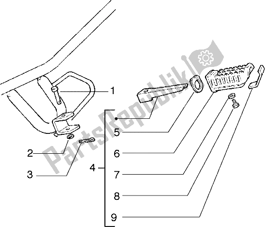 Alle onderdelen voor de Passagiersvoetsteun van de Gilera Zulu 50 1998