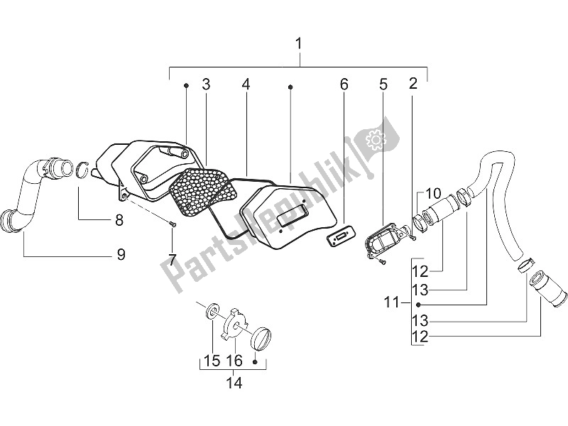 Tutte le parti per il Air Box Secondario del Gilera Stalker 50 2005