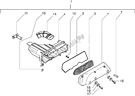 All parts for the Air Cleaner of the Gilera DNA 50 1998