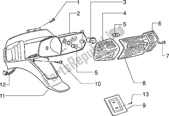 All parts for the Rear Tail Lamp of the Gilera Easy Moving 50 1998