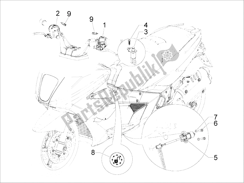 Todas las partes para Selectores - Interruptores - Botones de Gilera GP 800 2009