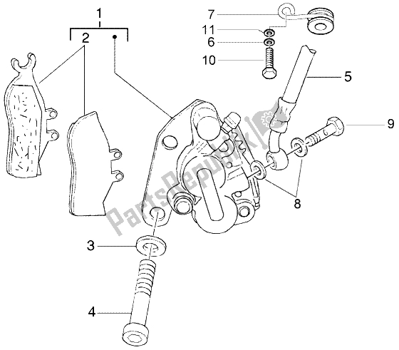 All parts for the Front Brake Caliper of the Gilera DNA M Y 50 1998
