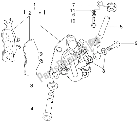 Alle onderdelen voor de Remklauw Voor van de Gilera DNA M Y 50 1998