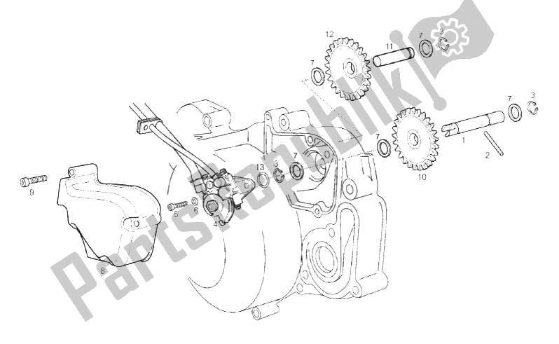 All parts for the Oil Pump of the Gilera RCR 50 2013