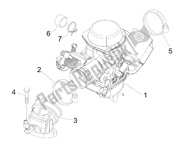 Tutte le parti per il Carburatore, Gruppo - Raccordo del Gilera Runner 125 VX 4T SC E3 UK 2006