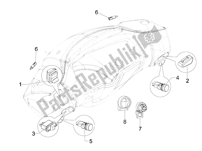 Toutes les pièces pour le Sélecteurs - Interrupteurs - Boutons du Gilera Runner 125 ST 4T E3 2008