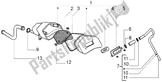 All parts for the Secondary Air Box of the Gilera DNA M Y 50 1998