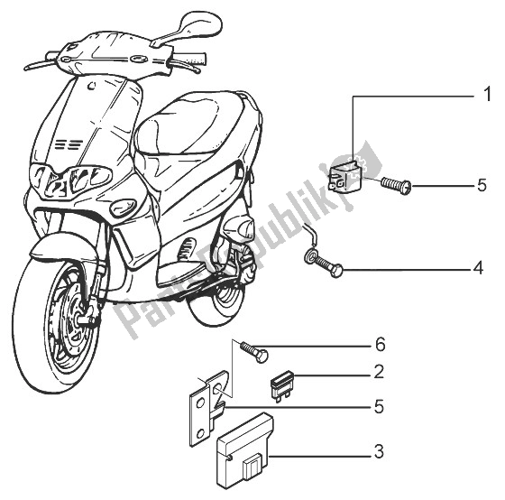 All parts for the Electrical Devices (4) of the Gilera Runner 50 Pure JET 1998