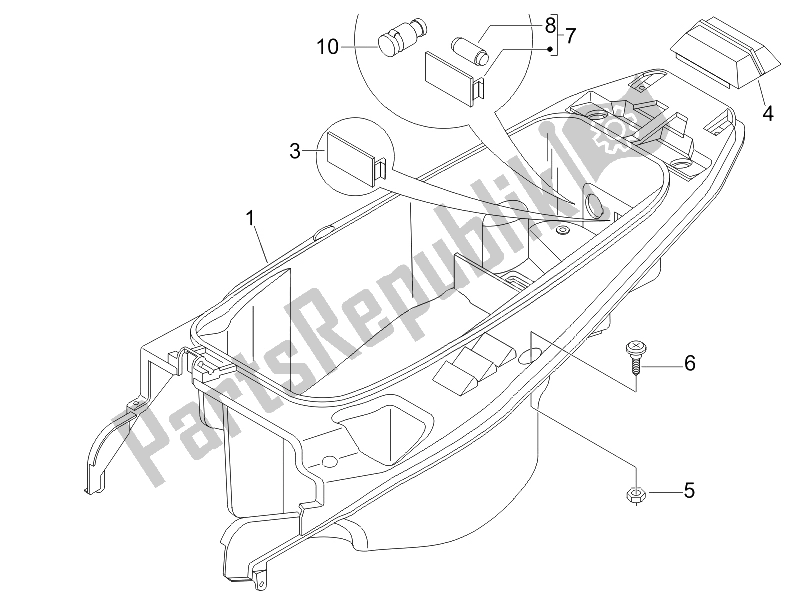 Toutes les pièces pour le Logement De Casque - Sous La Selle du Gilera Nexus 500 SP E3 2006