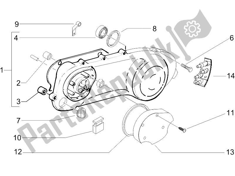 All parts for the Crankcase Cover - Crankcase Cooling of the Gilera Storm 50 UK 2007