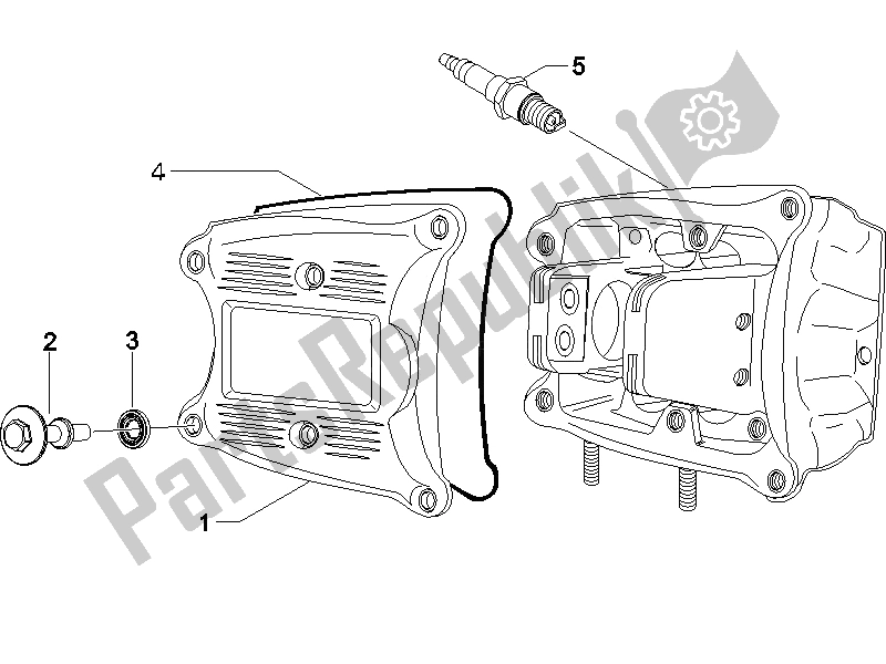 All parts for the Cylinder Head Cover of the Gilera Nexus 500 E3 2006