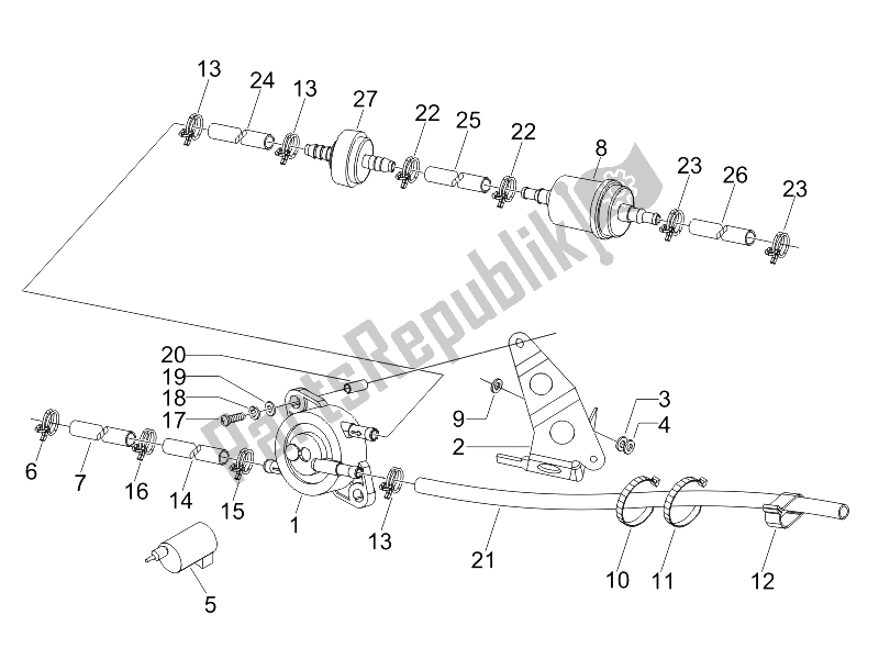 All parts for the Supply System of the Gilera Runner 125 VX 4T SC E3 2006