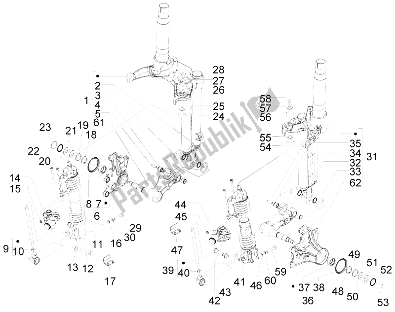 Alle onderdelen voor de Componenti Della Forcella (vermenging) van de Gilera Fuoco 500 E3 2007