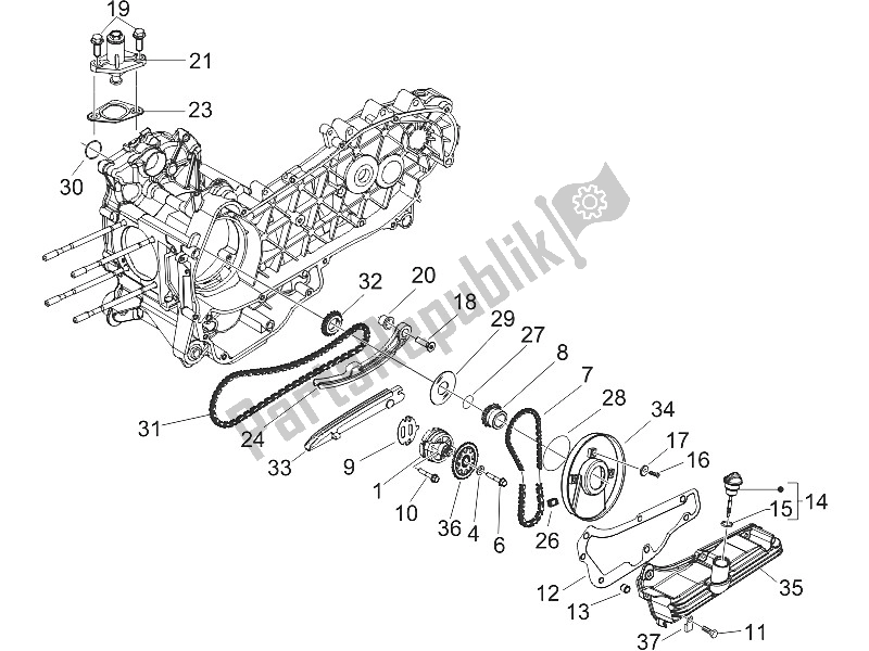 All parts for the Oil Pump of the Gilera Runner 200 VXR 4T 2005