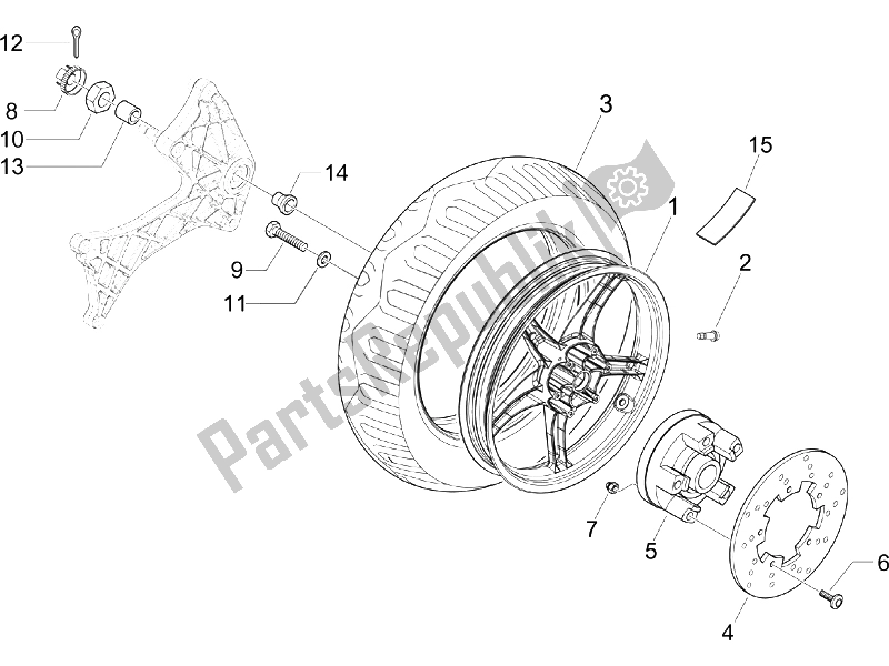 All parts for the Rear Wheel of the Gilera Runner 200 VXR 4T Race UK 2006