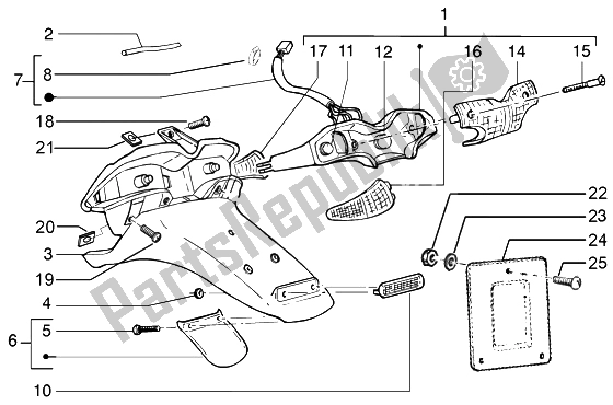 All parts for the Rear Tail Lamp of the Gilera Runner 50 Purejet 1998