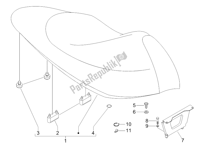 Toutes les pièces pour le Selle / Sièges - Rouleau D'outils du Gilera Runner 125 VX 4T Race 2005