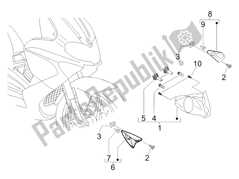 Toutes les pièces pour le Phares Avant - Clignotants du Gilera Runner 125 VX 4T Race E3 UK 2006