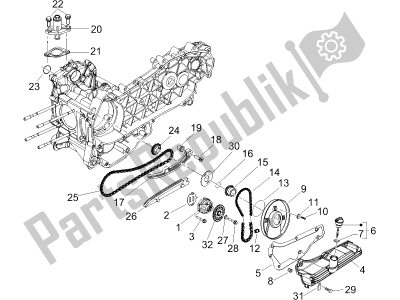 All parts for the Oil Pump of the Gilera Runner 125 VX 4T SC UK 2006