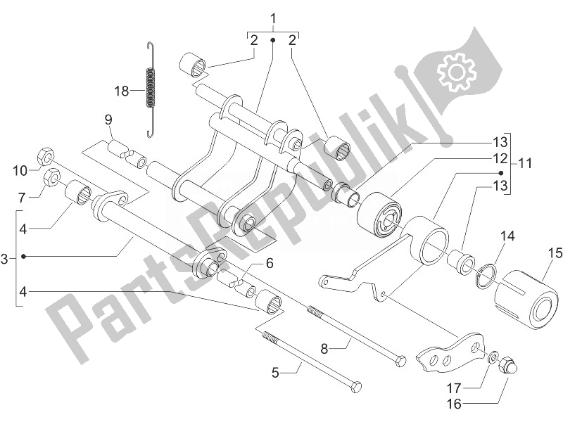 Toutes les pièces pour le Bras Oscillant du Gilera Runner 125 VX 4T 2005