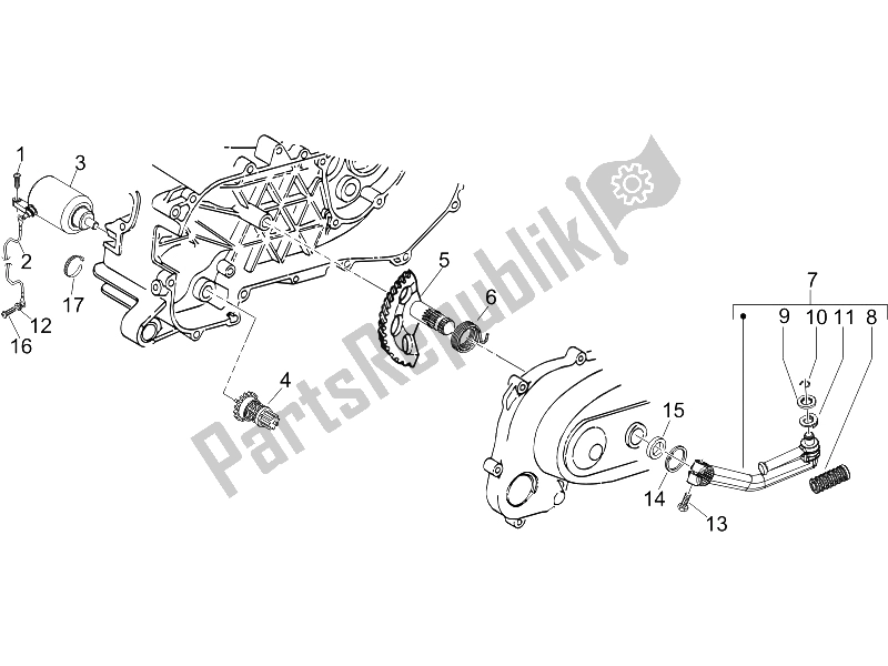 All parts for the Stater - Electric Starter of the Gilera DNA 50 2006